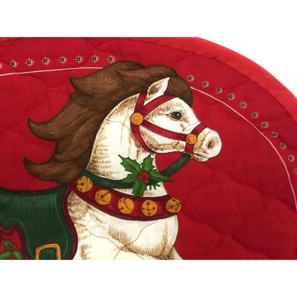 Vintage Reversible Quilted Rocking Horse Placemats Set of 6 Holiday 1990s/Y2K - Picture 4 of 6